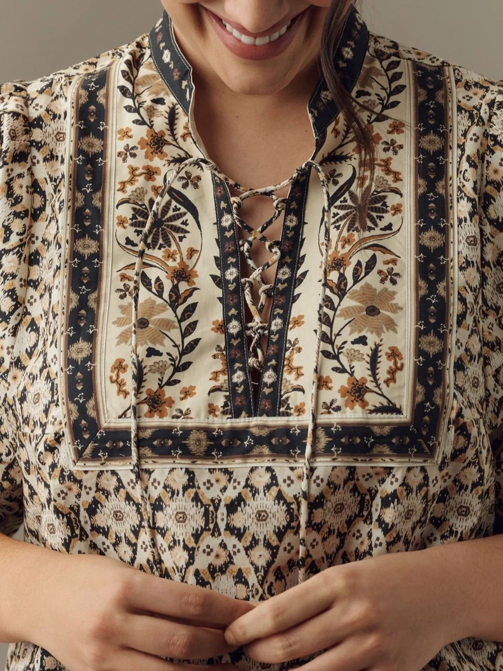 Anthropologie Pleated Puff Sleeve Blouse Boho Cottagecore Peasant Romantic XS